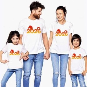 Family Matching 2026 Horse Year T-Shirts | Zodiac New Year Outfit | Cotton Spandex | COD