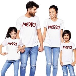Red Merry Christmas Plaid Letter Family T-Shirt | Holiday Matching Tee | Cotton Spandex | COD S-3XL