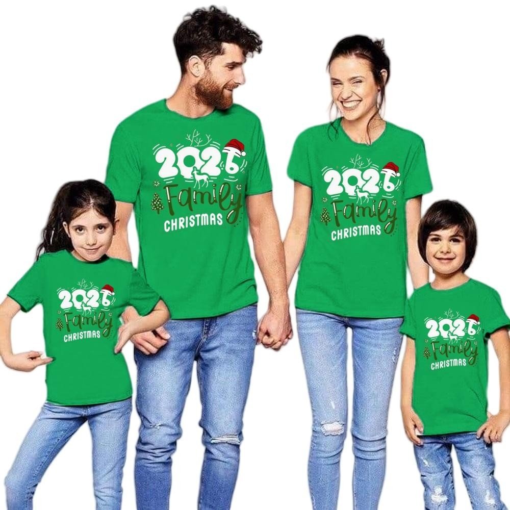 Family Matching Christmas T-Shirts 2026 | Holiday Santa Hat & Tree Outfit | Cotton Spandex | COD - Image 4