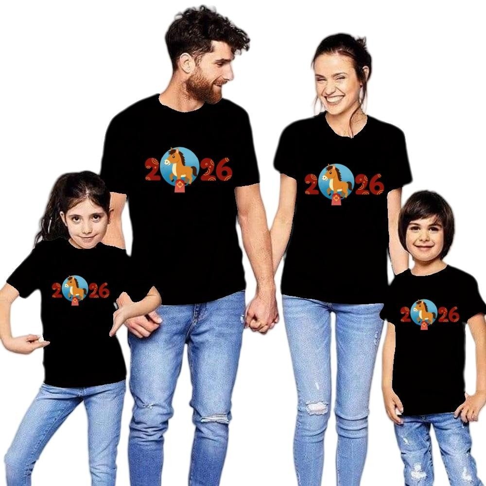 Family Matching 2026 Horse Year T-Shirts | Cute Cartoon New Year Outfit | Cotton Spandex | COD - Image 2