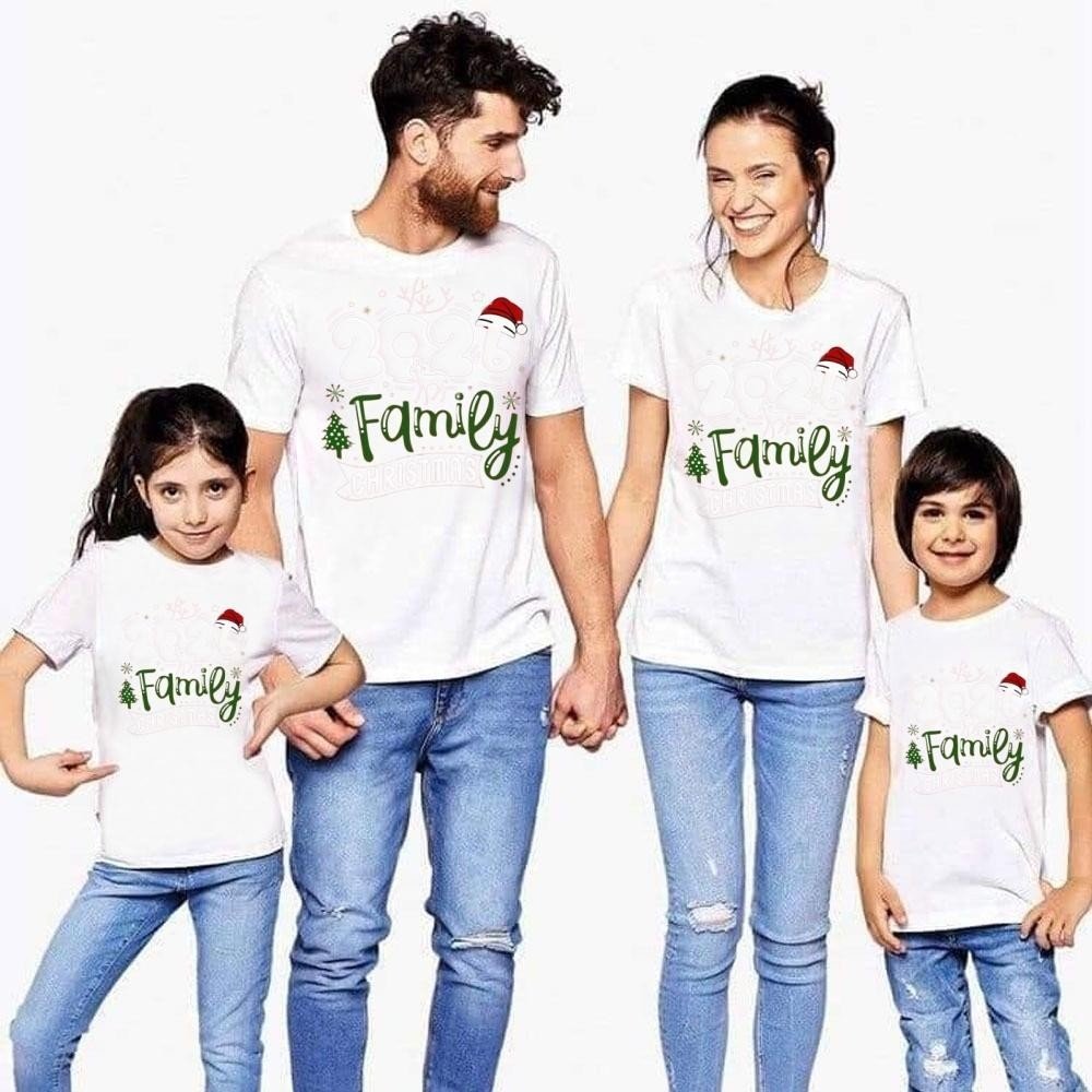 Family Matching Christmas T-Shirts 2026 | Holiday Santa Hat & Tree Outfit | Cotton Spandex | COD - Image 3